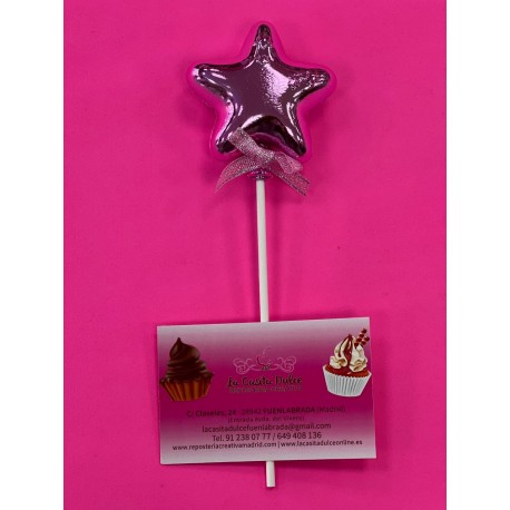TOPPER ESTRELLA 3D ESPEJO ROSA