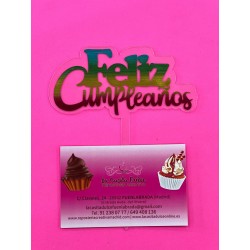 TOPPER FELIZ CUMPLEAÑOS ARCOIRIS