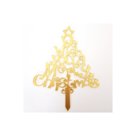 TOPPER ARBOL NAVIDAD ORO WE WISH YOU A MERRY CHRISTMAS
