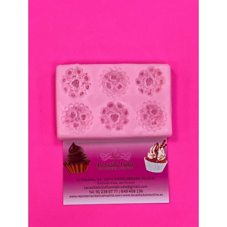 MOLDE 6 BROCHES FLORES CAMAFEOS