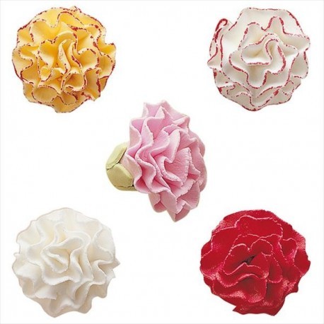 PACK 5 FLORES CLAVELES AZUCAR COLORES 3.5 CM DEKORA