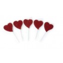 SET 5 VELAS CORAZON ROJO CON PURPURINA