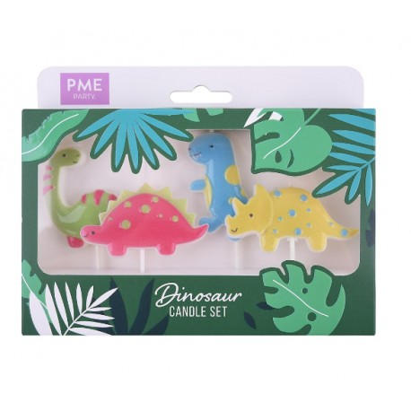 SET 4 VELAS 2D GIGANTES DINOSAURIOS PME