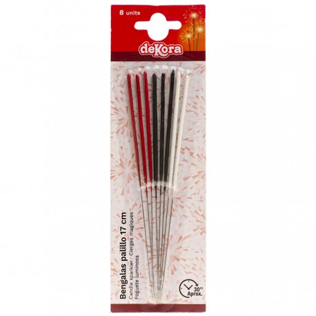 SET 12 BENGALAS PALILLO COLORES 17 CM DEKORA
