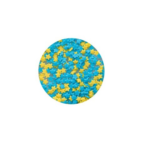 SPRINKLES ESTRELLAS AMARILLAS Y AZULES 65 GR CONFETICAKES