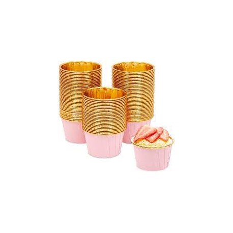 BAKING CUPS COLOR ROSA Y ORO 12 UDS