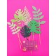 SET 3 TOPPER HOJAS TROPICALES VERDE BRILLANTE CARTON