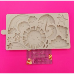 PLACA SILICONA SOL NUBES ARCOIRIS Y COPOS DE NIEVE