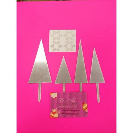 SET TOPPER ARBOLES NEVADOS PLATEADOS