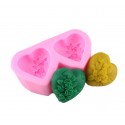 MOLDE 2 CORAZONES 3D CON ROSAS