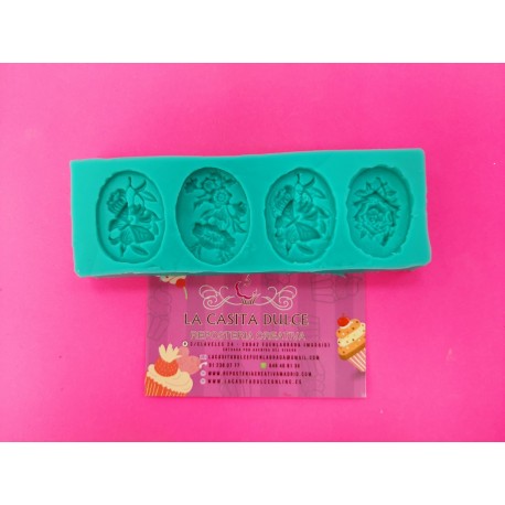 MOLDE SILICONA 4 CAMAFEOS FLORES