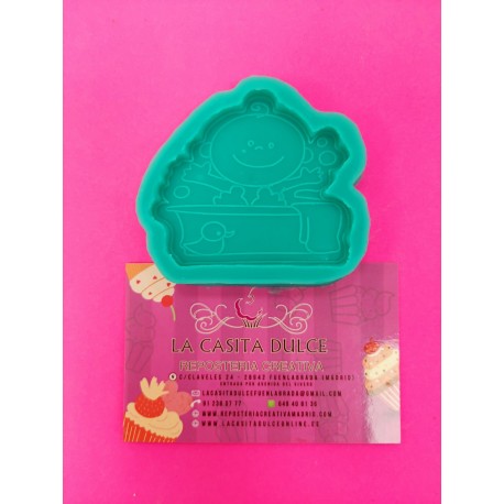 MOLDE SILICONA BEBE EN LA BAÑERA