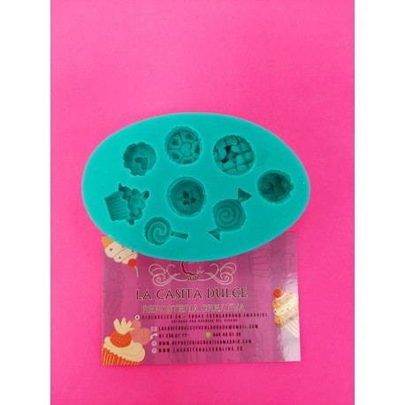 MOLDE SILICONA 8 CARAMELOS Y CUPCAKES