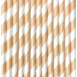 PACK 25 PAJITAS PAPEL MELOCOTON Y BLANCAS RAYAS