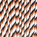PACK 25 PAJITAS PAPEL NARANJA NEGRO Y BLANCAS RAYAS