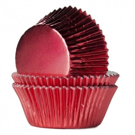 24 CAPSULAS CUPCAKE FOIL ROJAS METALIZADAS HOUSE OF MARIE