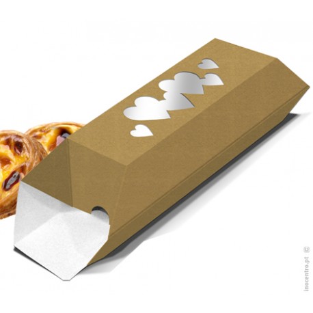 CAJA KRAFT RECTANGULAR CON VENTANAS CORAZON 14 CM X 6.5 CM X 5.5 CM