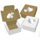 CAJA KRAFT/BLANCA CUADRADA CON VENTANAS CORAZON 10 CM X 10 CM X 3.5 CM