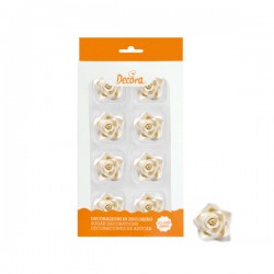 PACK 8 ROSAS BLANCAS AZUCAR 3.5 CM DECORA