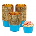 12 CAPSULAS BAKING CUP COLOR AZUL Y ORO