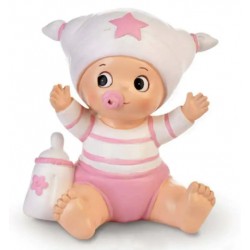 FIGURA BAUTIZO NIÑA BEBE CON BIBERON HUCHA