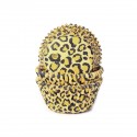 50 CAPSULAS CUPCAKE ANIMAL PRINT LEOPARDO AMARILLO HOUSE OF MARIE