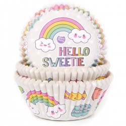 50 CAPSULAS CUPCAKE ARCOIRIS Y DULCES HOUSE OF MARIE