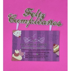 PICK TOPPER FELIZ CUMPLEAÑOS PVC DORADO