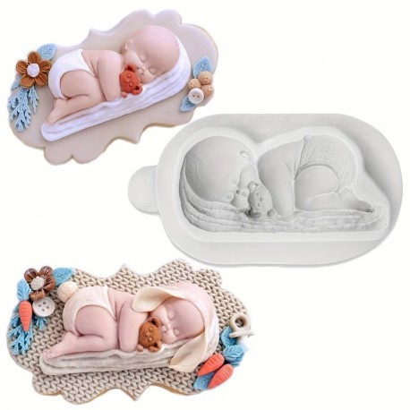 MOLDE SILICONA BEBE TUMBADO RANITA