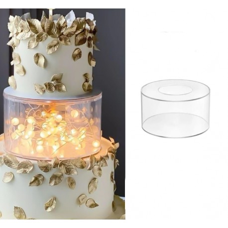 PISO ACRILICO TRANSPARENTE PARA TARTA CON LUZ LED 15 CM