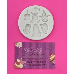 MOLDE SILICONA 7 PERSONAJES HALLOWEEN