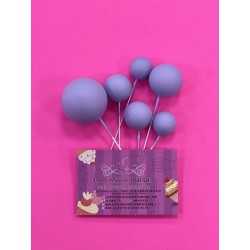 PACK 6 BOLAS O BURBUJAS TOPPER DECORACION LILA MATE