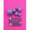 PACK 8 BOLAS O BURBUJAS TOPPER DECORACION LILA BRILLO