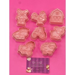 SET 8 CORTADORES CON MARCADOR ANIMALES DE LA GRANJA