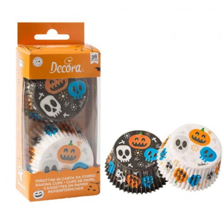 36 CAPSULAS HALLOWEEN CALAVERAS Y CALABAZAS DECORA