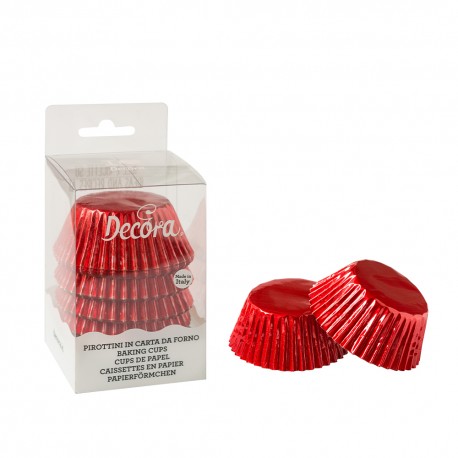 60 CAPSULAS CUPCAKE FOIL ROJO METALIZADAS DECORA