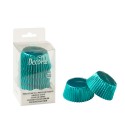 60 CAPSULAS CUPCAKE FOIL AZUL TURQUESA METALIZADAS DECORA