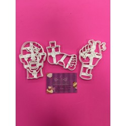 SET 3 CORTADORES CON MARCADOR ZOMBIES HALLOWEEN