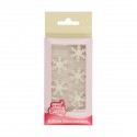 SET 12 DECORACIONES AZUCAR COPOS DE NIEVE BLANCOS FUNCAKES