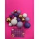 PACK 16 BOLAS O BURBUJAS TOPPER DECORACION MIX MORADO LILA BLANCO Y ORO
