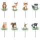 SET 8 TOPPERS ANIMALES DEL BOSQUE CUTE CARTON