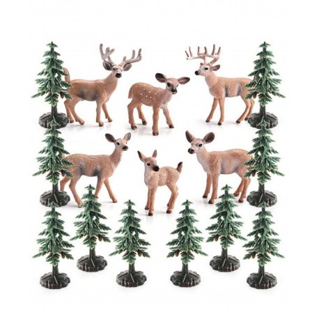SET FIGURAS PVC CIERVOS Y ARBOLES