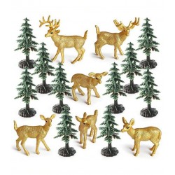 SET FIGURAS PVC CIERVOS Y ARBOLES DORADOS