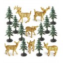 SET FIGURAS PVC CIERVOS Y ARBOLES DORADOS