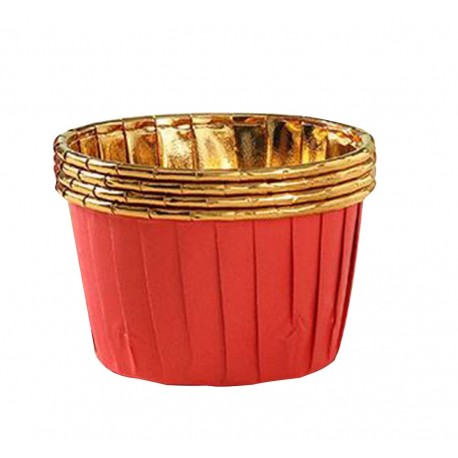 12 CAPSULAS BAKING CUP COLOR ROJO Y ORO