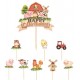 SET 9 TOPPERS ANIMALES DE LA GRANJA CARTON CUPCAKES Y TARTA