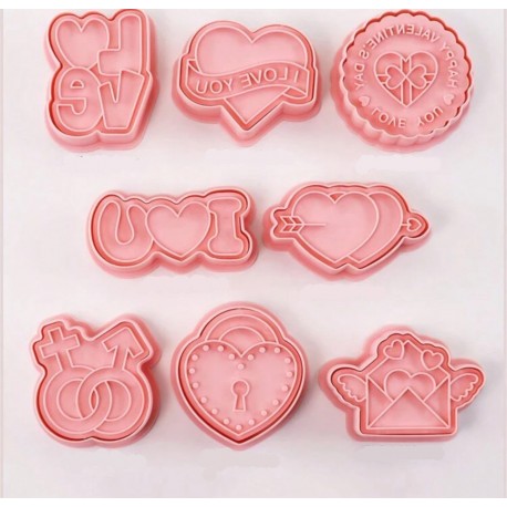 SET 8 CORTADORES CON MARCADOR AMOR SAN VALENTIN