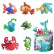 SET 7 TOPPERS 3D ANIMALES MARINOS