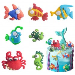 SET 7 TOPPERS 3D ANIMALES MARINOS