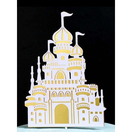 TOPPER CARTON CASTILLO DORADO Y BLANCO